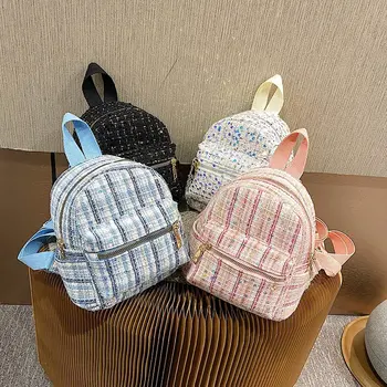 

New Designer Fashion Women Small Backpack Mini Soft Touch Multi-Function Bling Backpack Female Ladies Shoulder Bag Girl Purse