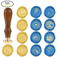 

1PC Wax Seal Stamp Bowling/Multi Pattern Vintage Wax Sealing Stamps Words Retro 25mm Removable Brass Head Wooden Handle