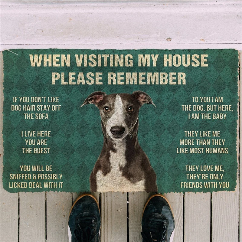 Please Remember Boston Terrier House Rules Custom Doormat Decor Print Carpet Soft Flannel Non-Slip Doormat for Bedroom Porch