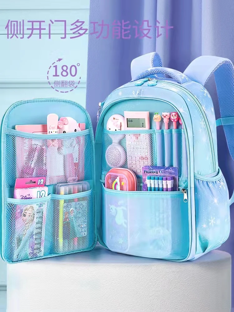 Disney Frozen School Bag For Girl Primary Student Shoulder Causal Backpack Alice Large Capacity Super Light Grade 1-6 Mochilas