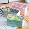 900ml Portable Healthy Material Lunch Box 3 Layer Wheat Straw Bento Boxes Microwave Dinnerware Food Storage Container Foodbox ► Photo 3/6