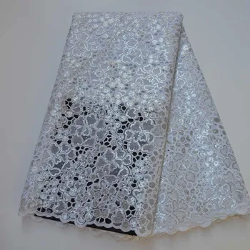 

Latest White African Net Lace Fabrics 2020 High Quality Nigerian Tulle Lace Fabric Bride French Sequins With Stones Lace Fabric