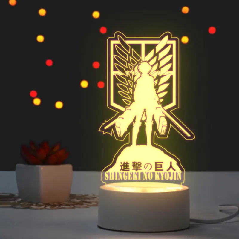 Naruto Luffy Attack on Titan Anime Night Light LED 3D Acrylic Night Lamp for  Bedroom Home Atmosphere Decorative Lamp Gifts Toys
