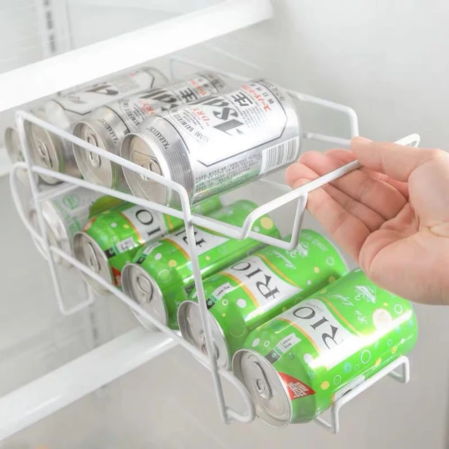 New Kitchen Refrigerator Fresh Drink Beer Cola Cans Storage Rack Solid  Double-layer Finishing Shelf Beverage Cans Storage Rack - Storage Holders &  Racks - AliExpress