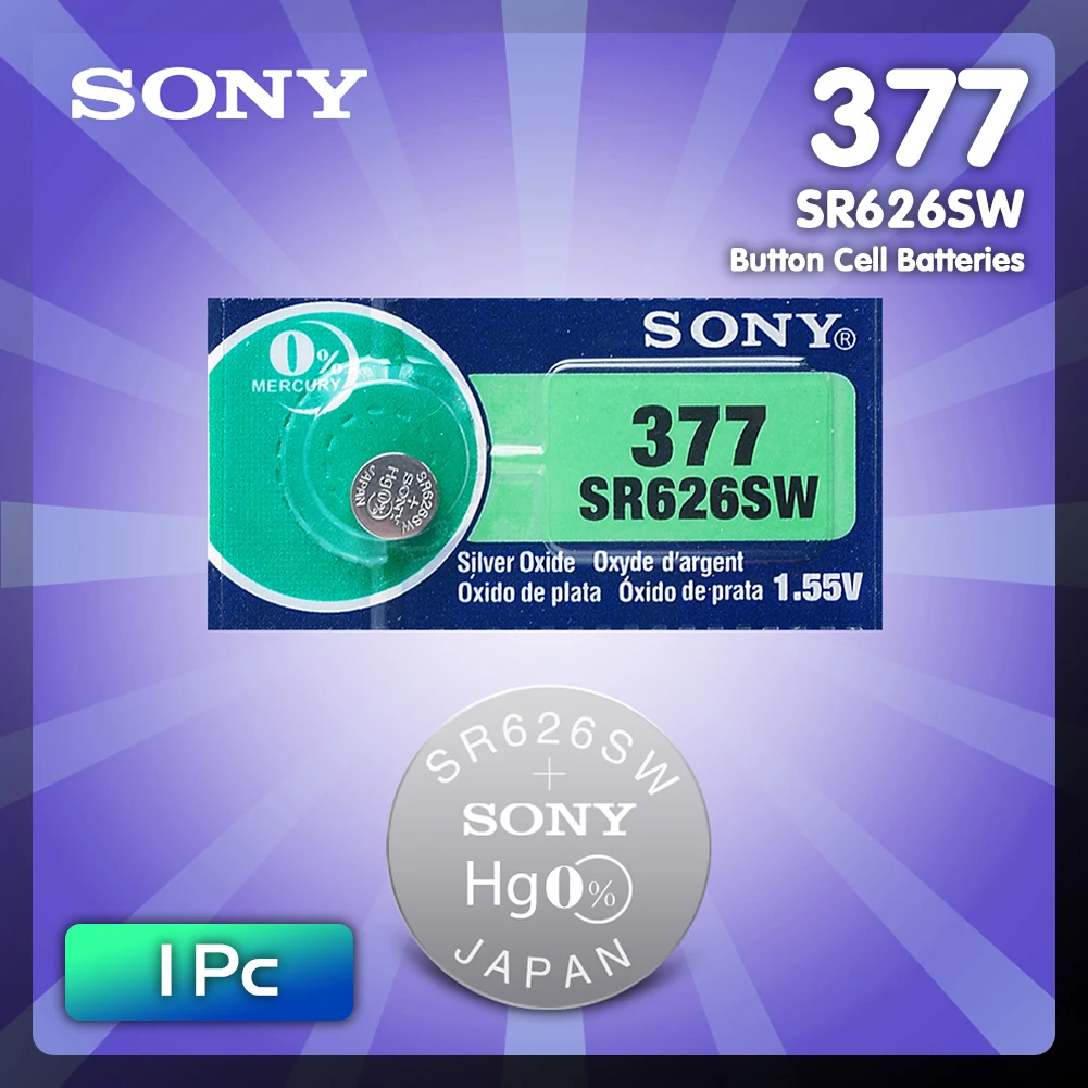 SONY 1PC 1.55V AG4 377A 377 LR626 SR626SW SR66 LR66 Button Cell Watch Coin  Battery Watch batteries Single Use for Remote Toys|Button Cell Batteries| -  AliExpress