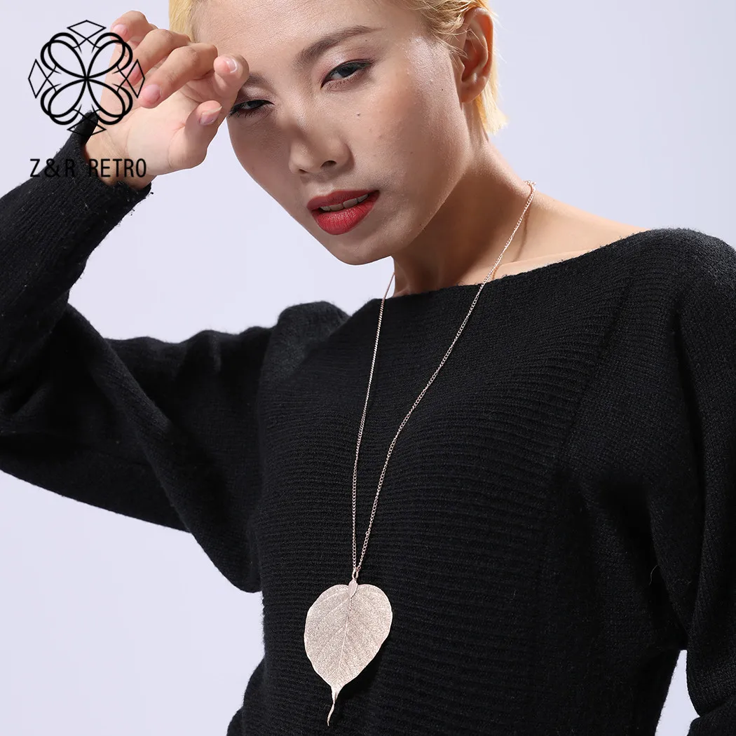Chain Necklaces Pendants Maple Leaf Necklace Women Long Necklaces 7color Decoration Handmade Necklace Leaf Vintage New Gift