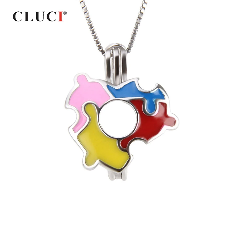 

CLUCI 925 Silver Autism Awareness Puzzle Piece Charm Pendant for Necklace Jewelry Making Women Autism Awareness Day Wear SC267SB