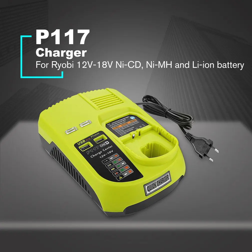 

12V-18V Lithium Ion NiCad Ni-CD / Ni-MH Universal Rechargeable Battery Charger Pack Power Tool For Ryobi One+ P117 EU/US/AU/UK