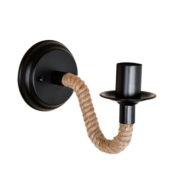 

American Style Pastoral Hemp Rope Wall Lamp Vintage Loft Light(Without Bulb)