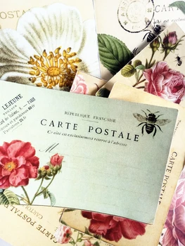 

14 Sheet Retro Rose Flowers English Envelope Background Postcard Sticker DIY Diary Scrapbooking Junk Journal Stationery Stickers