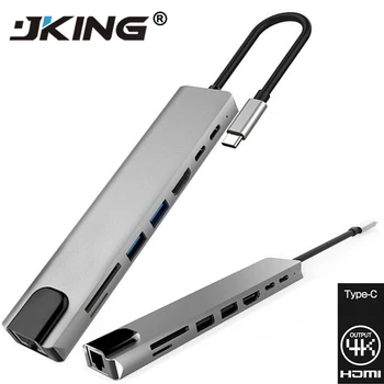 

Type C to HDMI Hub USB C 4K PD 5A 87W Dock Rj45 Lan USB 3.1 Splitter USB-C Power Delivery Accessories for iMac air MacBook Pro