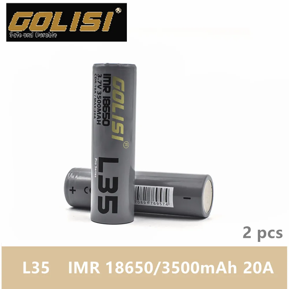 2шт GOLISI L35 IMR 18650 аккумулятор 3500 мАч CDR 10А Макс 20А Высокая дренажная E-CIG аккумуляторная батарея для VAPE фонарик налобный фонарь Игрушка - Цвет: 2pcs