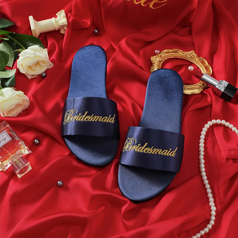 Woman Satin Slippers 2021 New Wedding Slippers Women Sandals Summer Shoes Soft Bottom Bride Sandal Zapatos De Mujer 6