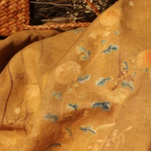 Высокое качество чистый Лен Ткань куркума мяч печать tissu высшего класса одежды и платья tissus