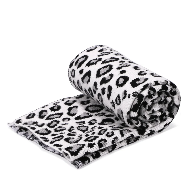 B1 Leopard Printed Beanie Hats Scarf Set With Real Fox Pompon For Women Winter Warm Thick Knitted Caps Fashion Lady Beanies 2 Piece - Color: B1