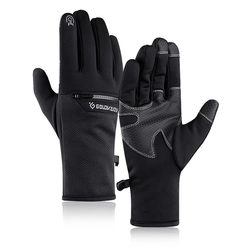 

Autumn Winter Cycling Gloves For Men Outdoor Anti Slip Waterproof Touch Screen Gloves Comfortable Warm Male Gloves Zipper Pocket
