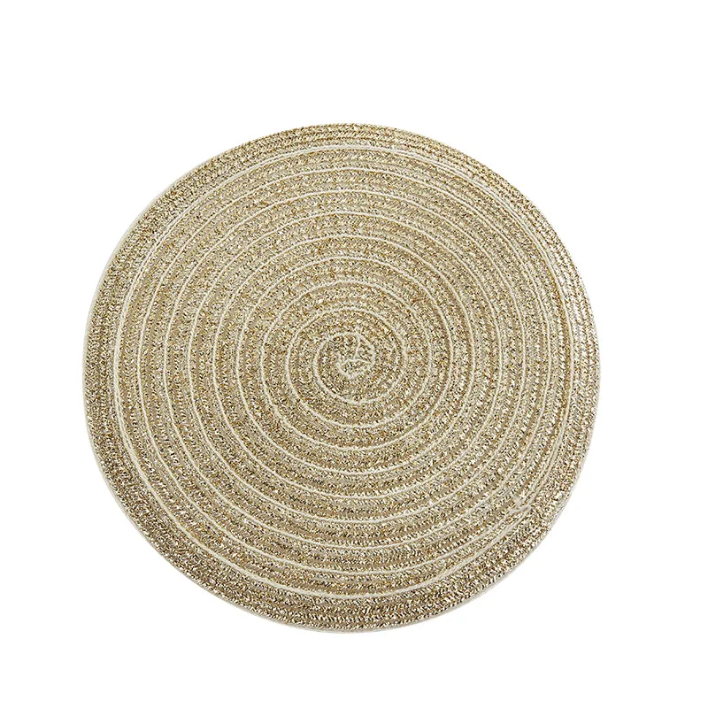 Beige Круглые коврики для стола, одноцветные коврики для стола, тканые салфетки, жаростойкие коврики для обеденного стола, Нескользящие моющиеся коврики, набор - Цвет: Beige