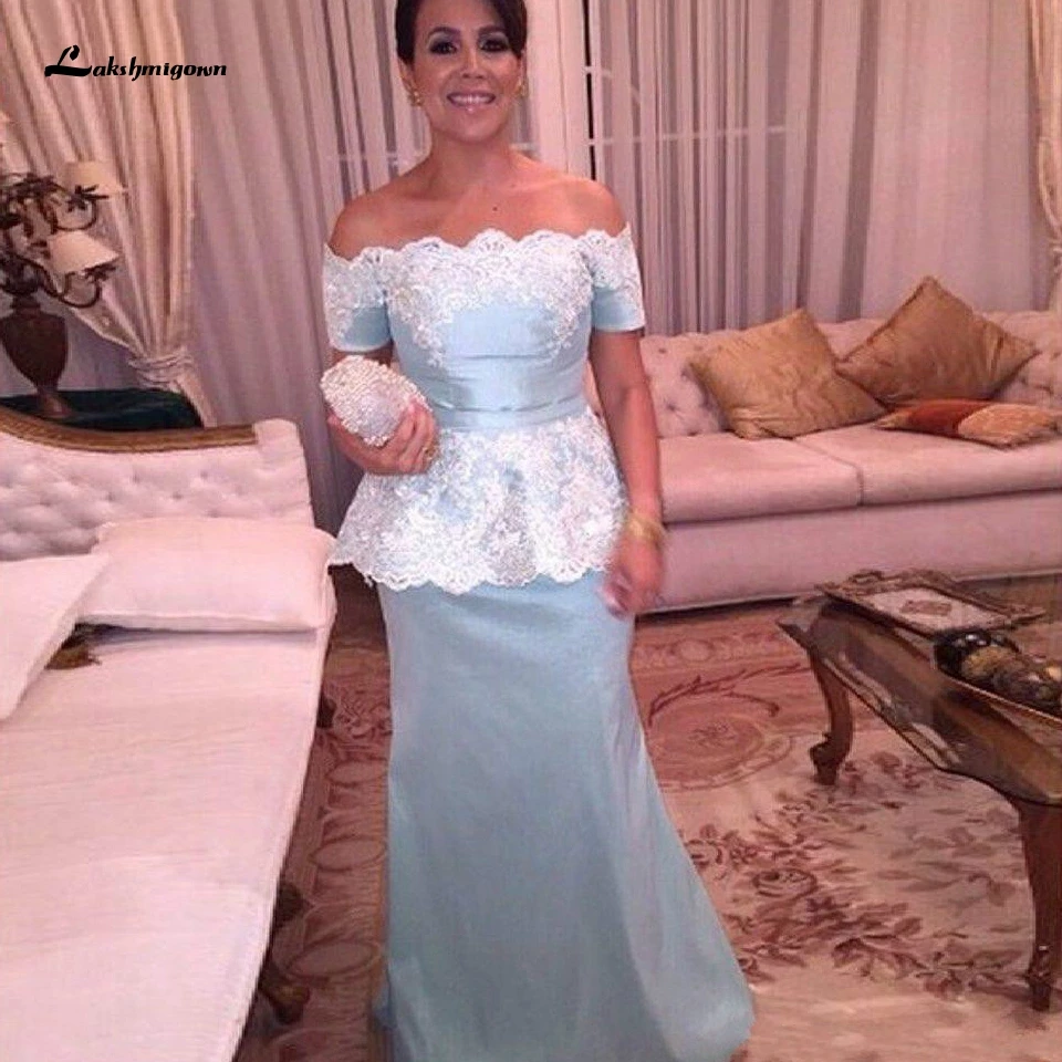 Robe Satin Blue Mother Of The Bride Dresses 2020 Mere de la Mariee Elegant Black Mermaid Evening Party Off Shoulder | Свадьбы и