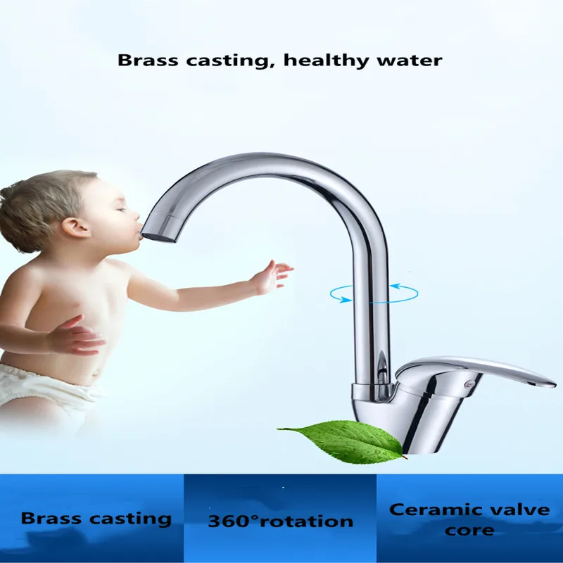 Kitchen Thickened Low-Lead Copper Washbasin Washbasin With Soft And Cold Water Outlet Can Be 360°Rotating Household Faucet