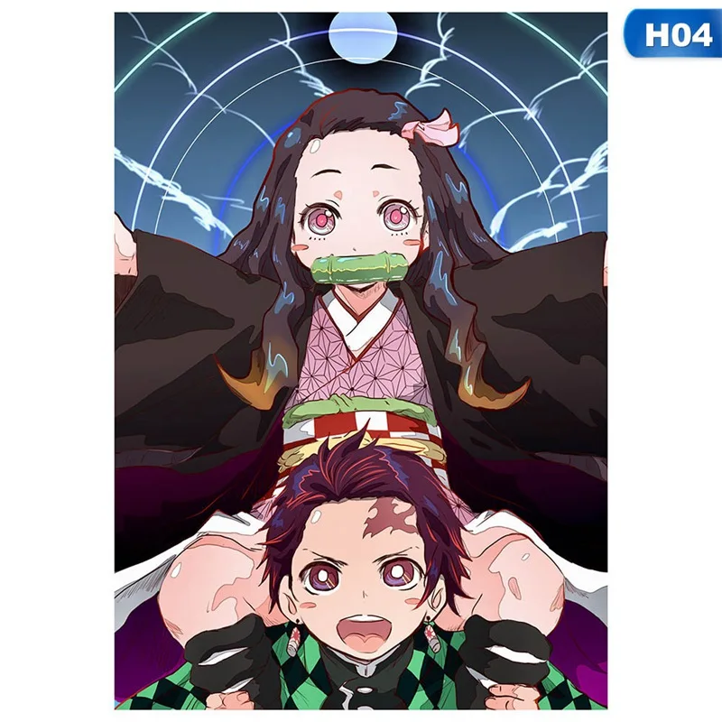 4 Demon Slayer: Kimetsu No Yaiba Tanjirou Nezuko Аниме Манга настенный плакат для гостиной украшение дома - Цвет: 4