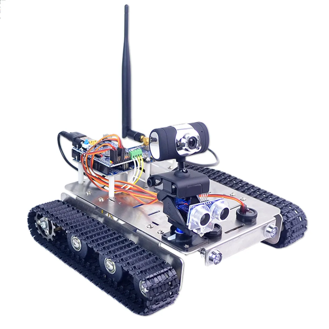 Робот шасси автомобиля умный автомобиль Алюминиевый сплав трек тела для Arduino UNO R3(линия патруль интеллектуальное избегание препятствий - Цвет: Robot Wifi Tank