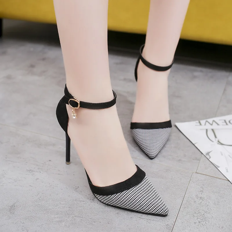 

Four Seasons Paragraph WOMEN'S Shoes Spring And Summer New Style qian ge niao Pointed Shallow Mouth Low Top Straight-line Buckle