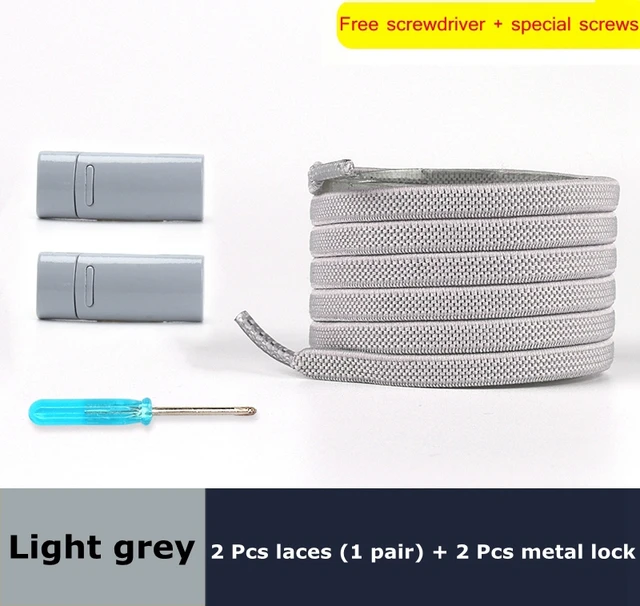 Magnetic lock Elastic Shoelaces Flat Of Sneakers No tie Shoe Laces Metal locking Easy to put on and take off Lazy Shoelace Light grey