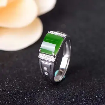 

Man Ring Real and Natural Original Man Jade Ring Stone Rings Solid 925 Silver Gemstone Ring