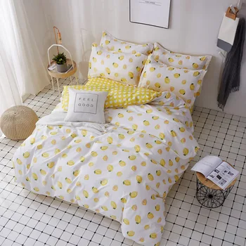 

Cute Lemon Bedding Set Soft Bed Sheet Simple Bed Linen Modern Duvet Cover Pillowcase Home Textiles Queen King Juego De Cama