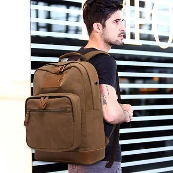 

Freedom Hot style Canvas Backpack men's shoulder solid color large capacity leisure travel bag fashion Backpack