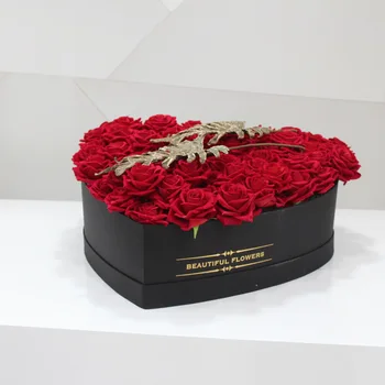 

4-piece set of 99 rose gift box silk fabric set lovely flower box peach heart valentine's Day oversized heart shaped flower box