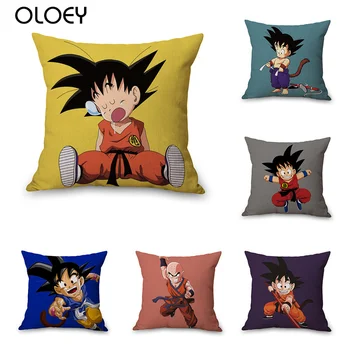 

Japanese Anime Dragon Ball Series Linen Cushion Cover Bedroom Home Office Decoration Anime Cartoon Cushion Cover Size 45cmx45cm.