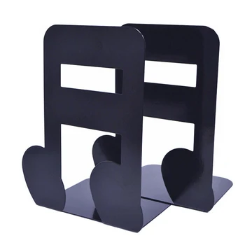 

1pair Stand Non Skid School Metal Bookend Vintage Stationery Holder Book Storage Musical Note Office Supply Home Decor Support