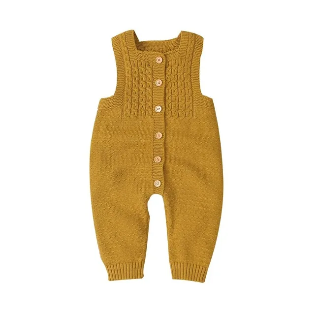82W562 Yellow Зимние для маленьких мальчиков вязаный хлопковый Детский комбинезон без рукавов с комбинезон для новорожденных девочек Комбинезон для подвижных игр; весенний комбинезон - Цвет: 82W562 Yellow
