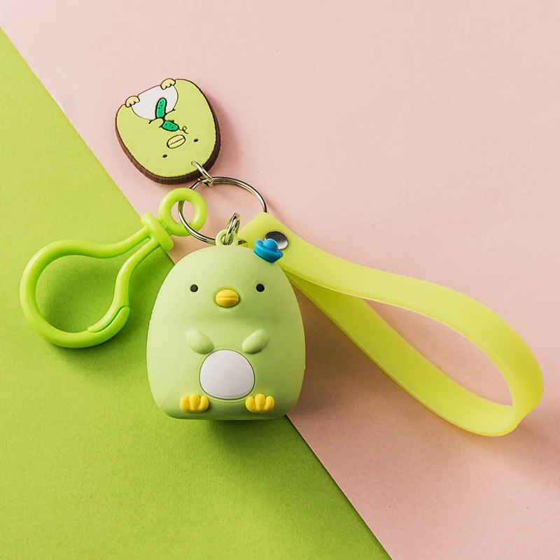 Soft PVC Cartoon Animal Keychain Blue Green Yellow White Keyring Car Cute Girl Boy Lover Bag Pendant Toy Doll Lanyard cute owl animal nurse doctor retractable badge holder reel exhibition girl boy students id name chest card alligator clip