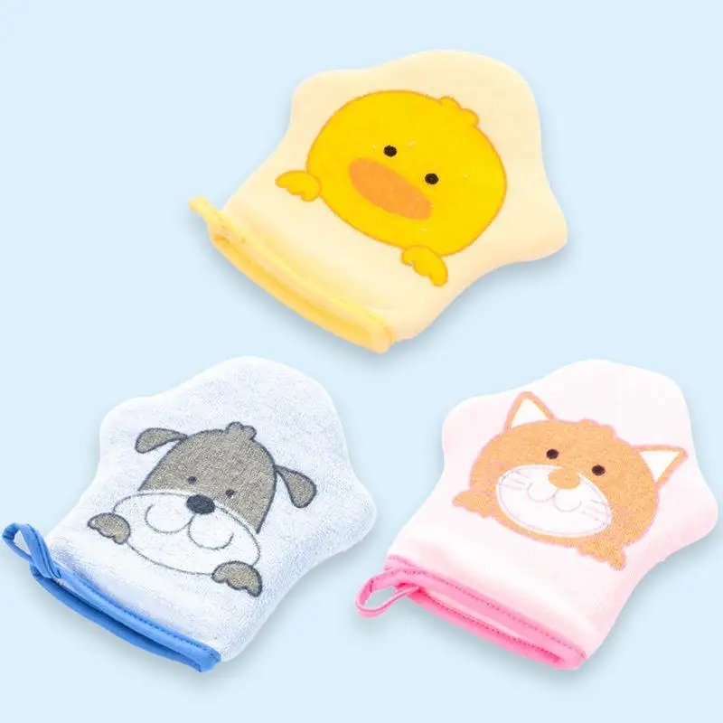 Baby Brush Body Brush Baby Bath Gloves Soft Kids Baby Bath Brushes Towels Cartoon Animal Shape Shower Gloves Washcloth For Bathing Children's Wash Clean Shower Massage