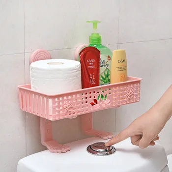

Wall Mounted Bathroom Storage Organizer Non Porous Plastic Storage Rack Shampoo Cosmetic Rack Soap Saver Household Daily Items