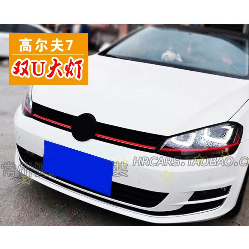 Двойной U стиль для volkswagen GOLF 7 MK7 фары, светодиодные фары DRL дневные ходовые огни Биксеноновые линзы HID сигнал