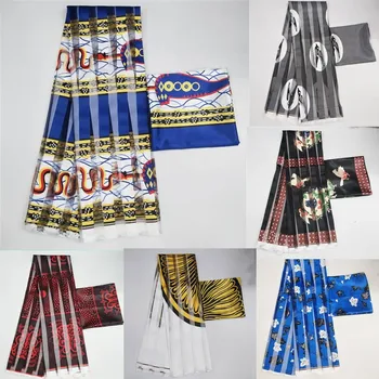 

Hot sale Gahna Style satin silk fabric with organza African wax design 6 YARDS! J70821