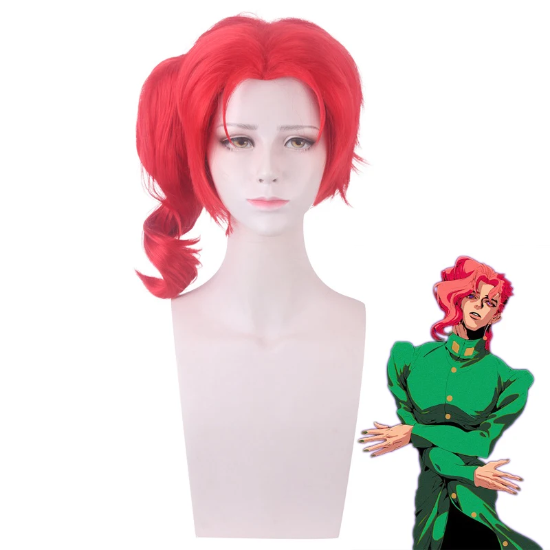 Странные приключения JOJO Kakyoin Noriaki Мужчины Красный конский хвост парик косплей