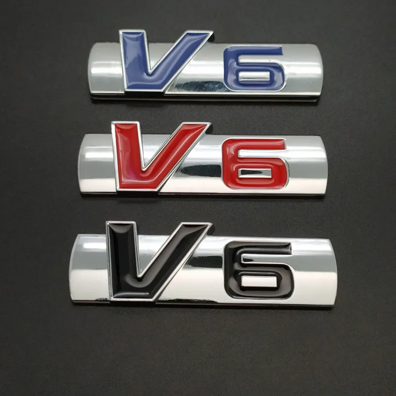 

New Car Chrome Metal V6 Emblem Badge 3D Decal Trunk Auto Motor Sticker Car Styling V-6 Engine Sign Sticker Automobiles Styling