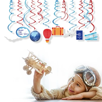 

Ready For Take Off Aviator Hanging Swirls Baby Shower Pilot Aircraft Party Decorations Ceiling Spirals Kids Birthday Party Favor