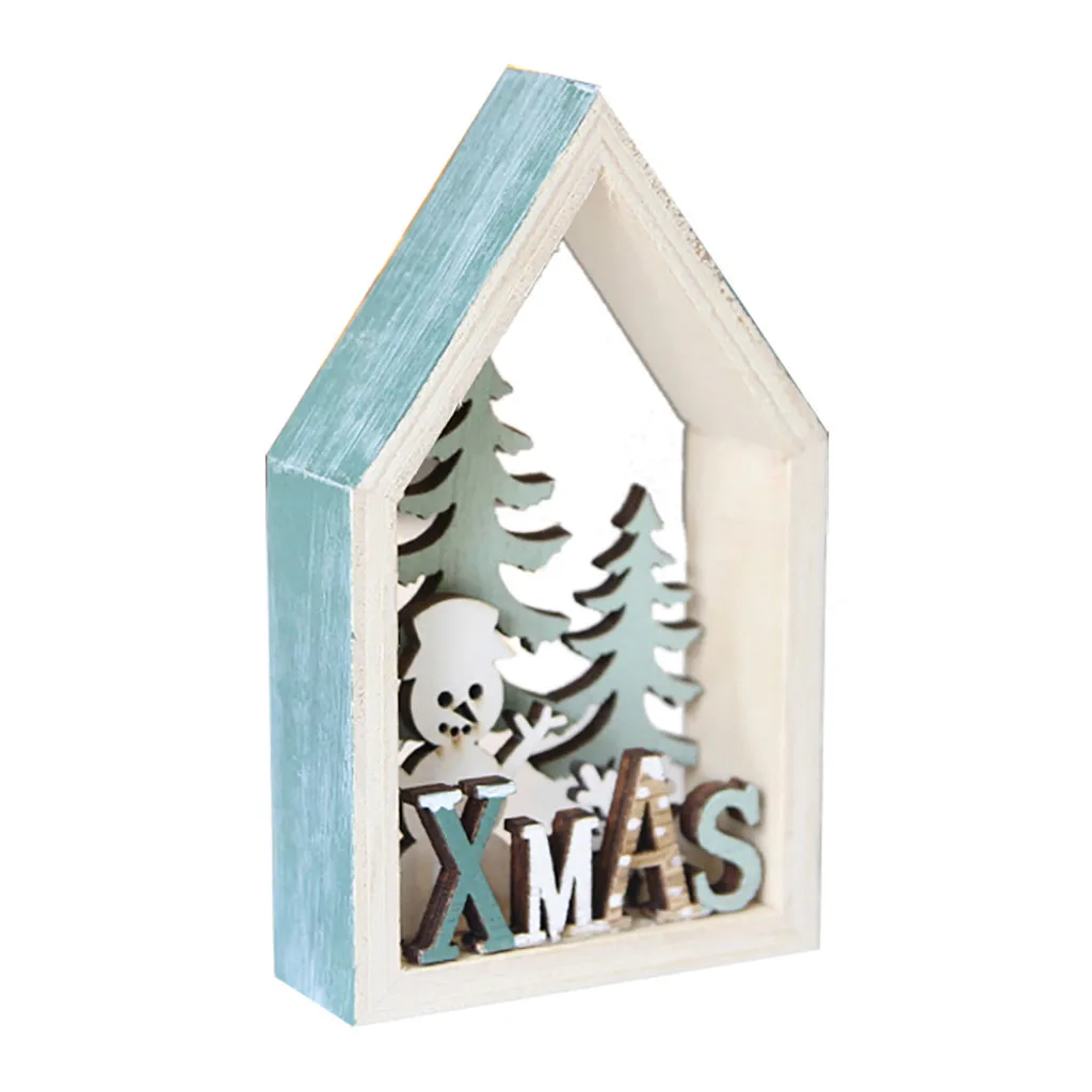 Рождественский подарок настольный деревянный Декор для дома в стиле макарон, вечерние украшения для дома, рождественские новогодние милые рождественские украшения#20