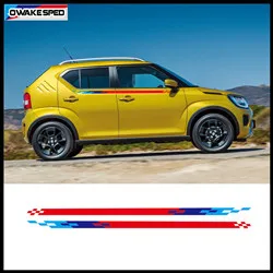 Car Waist Lines Sticker Racing Lattices Graphics Vinyl Decals For SUZUKI-IGNIS Auto Body Both Side Stripes Exterior Accessories (4)_副本