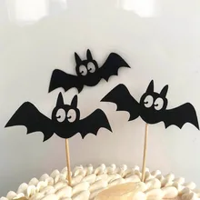 3pcs Halloween Cake Decoration Black Bat Cake Toppers Dessart Cupcake Decoration Toppers for Halloween Scray Party Supllies