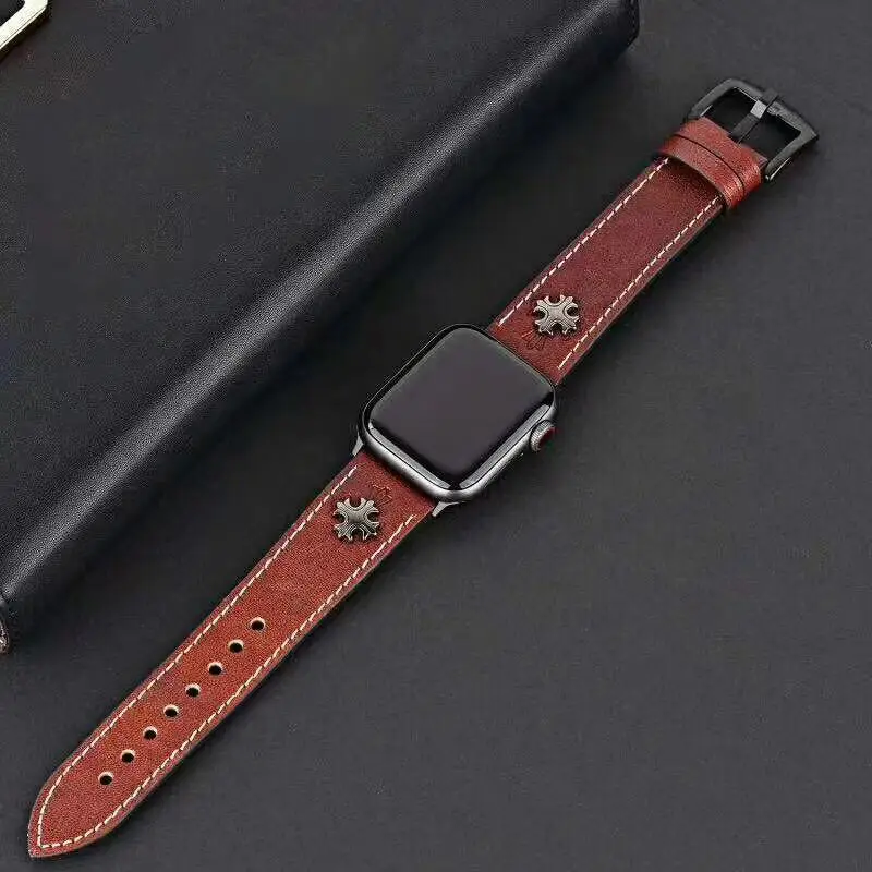 Модный панк ремешок с заклепками 42 мм 44 мм роскошные кожаные ремешки для часов Apple Watch Band 42 мм 38 мм iwatch 1 2 3 4 5 полос кожаный ремешок - Цвет ремешка: 3