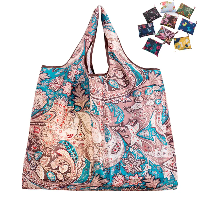 BIG Eco-Friendly Folding Shopping Bag Reusable Portable Shoulder Handbag for Travel Grocery Fashion Pocket Tote - Image 15