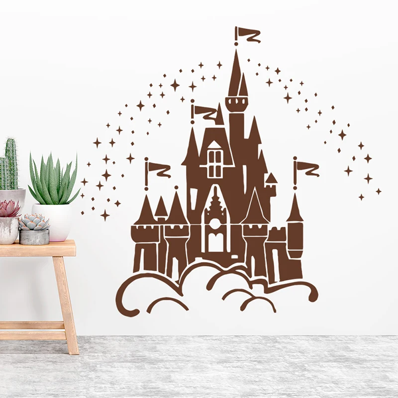 Cartoon Disney Dreaming Castle Vinyl Wall Stickers For Home Decor Living Room Kids Room Decoration Mural Wall Art DIY Decals