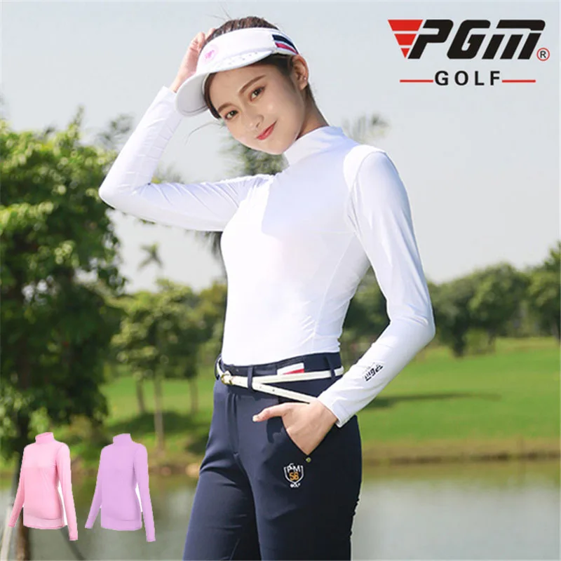 Pgm Women Long Sleeve Golf T Shirt Summer Sun Protection Golf Tops Cool Ice Silk Ladies Unserwear Golf Apparel Golf Shirts Aliexpress