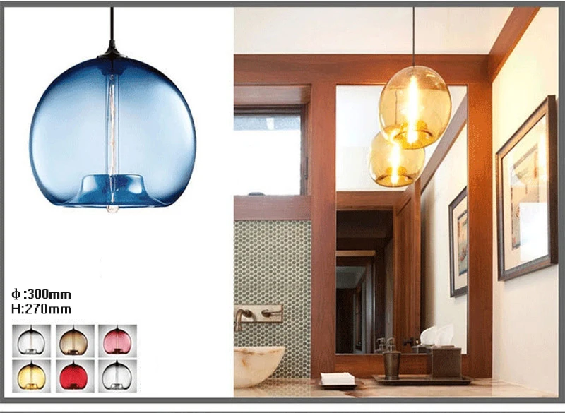 Modern Creative Glass Pendant Lights Loft E27 LED Colorful Simple Hanging Lamps for Kitchen Living Room Bedroom Restaurant Hotel